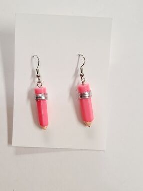 Pink Pencil Drop Earrings